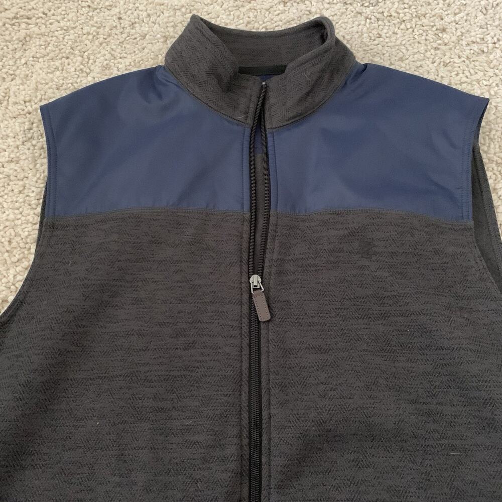 IZOD Vest Mens Medium Fleece-Lined Blue Full Zip Golf Outdoor Casual Pockets